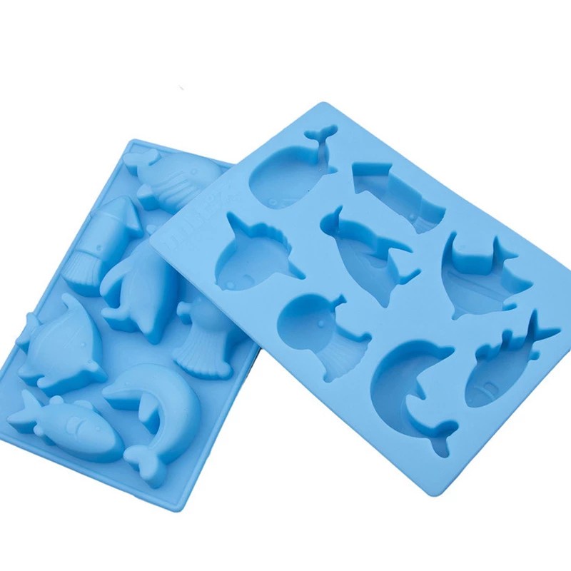 Khuôn silicone làm bánh tạo hình 8 con cá heo đại dương dễ thương