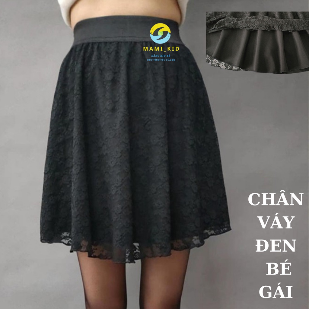 chân váy đen bé gái size đại 20-40kg xòe 360 độ, mamikid