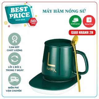 Bộ Cốc Hâm Nóng Đồ Uống Bằng Sứ Sang Chảnh , Bộ Cốc Sứ Làm Nóng Tự Động Tặng Thìa Mạ Vàng Cao Cấp