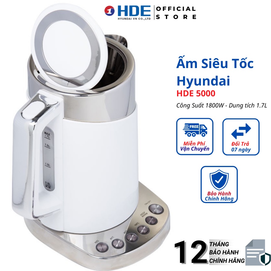 [Mã ELHADEV giảm 4% đơn 300K] Ấm đun nước siêu tốc Hyundai HDE5000 -1.7Lit