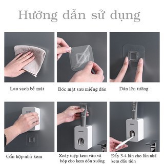 Bộ Nhả Kem Rời Đánh Răng Tự Động Nhà Tắm Thông Minh Dán Tường OENON