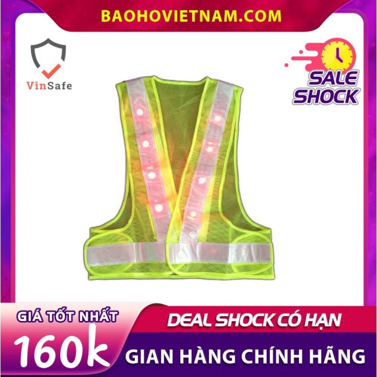 Áo phản quang chữ A có đèn LED màu xanh