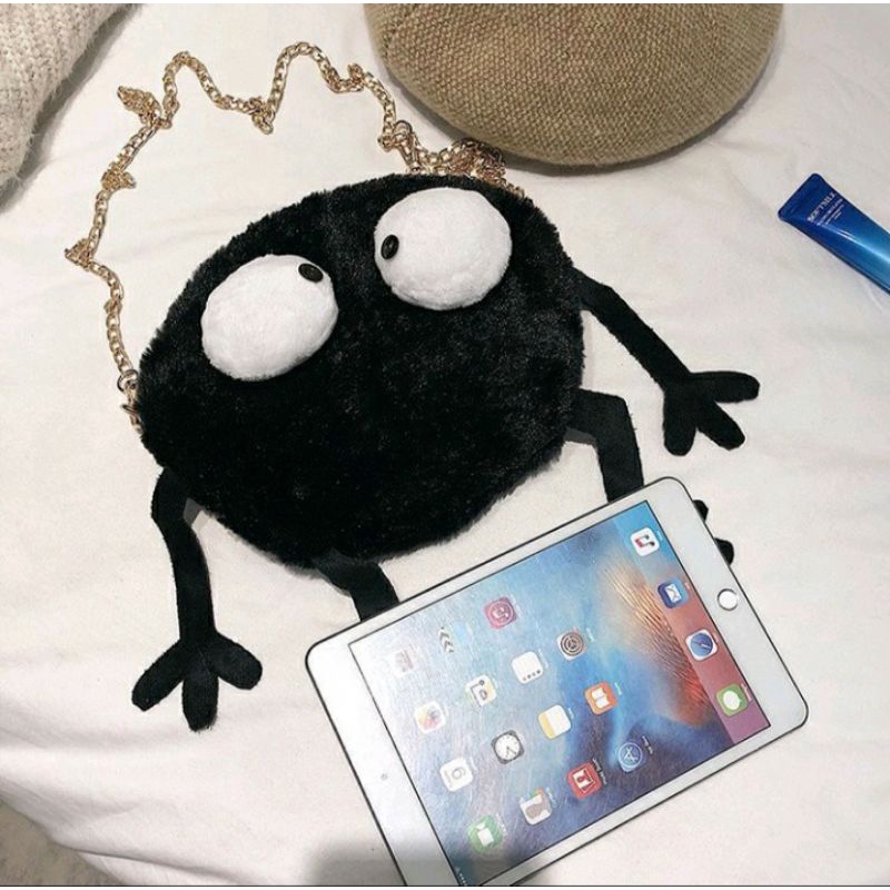 Túi đeo chéo lông nhung Bồ Hóng hoạt hình Ghibli siêu cute👻