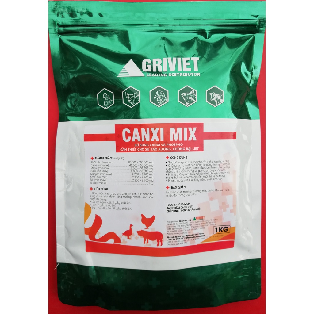 1kg CANXI MIX Bổ sung canxi và Phospho Cần thiết cho sự tạo xương, chống bại liệt.