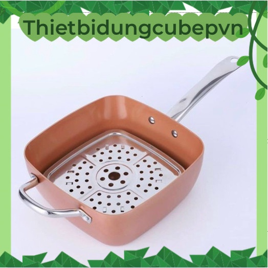 Chảo Chống Dính Vuông Nấu Bếp Từ Nướng BBQ, Làm Bò Bít Tết, Bánh Mì Áp Chảo Cao Cấp Sang Trọng Chính Hãng.