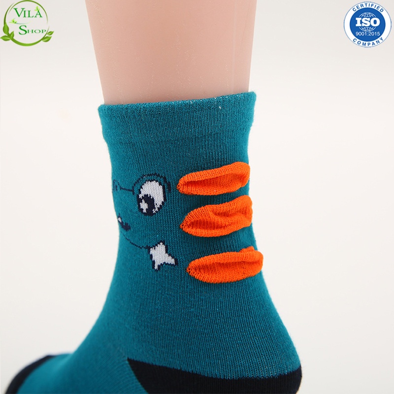 Tất Cho Bé, Tất Trẻ Em Đủ Size Từ 1 Tuổi Đến 12 Tuổi, Tất Chống Trượt In Hình Khủng Long Ngộ Nghĩnh Dày Dặn Ấm Áp Cho Bé