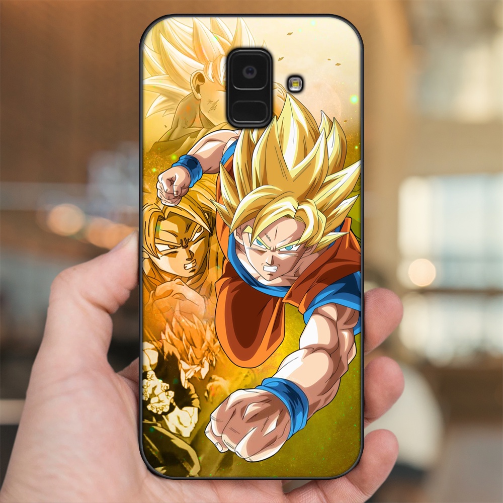 Ốp lưng Samsung A5 2018, A6 2018, A8 2018, J6 2018, A8 Plus viền đen in hình Goku Dragon Ball