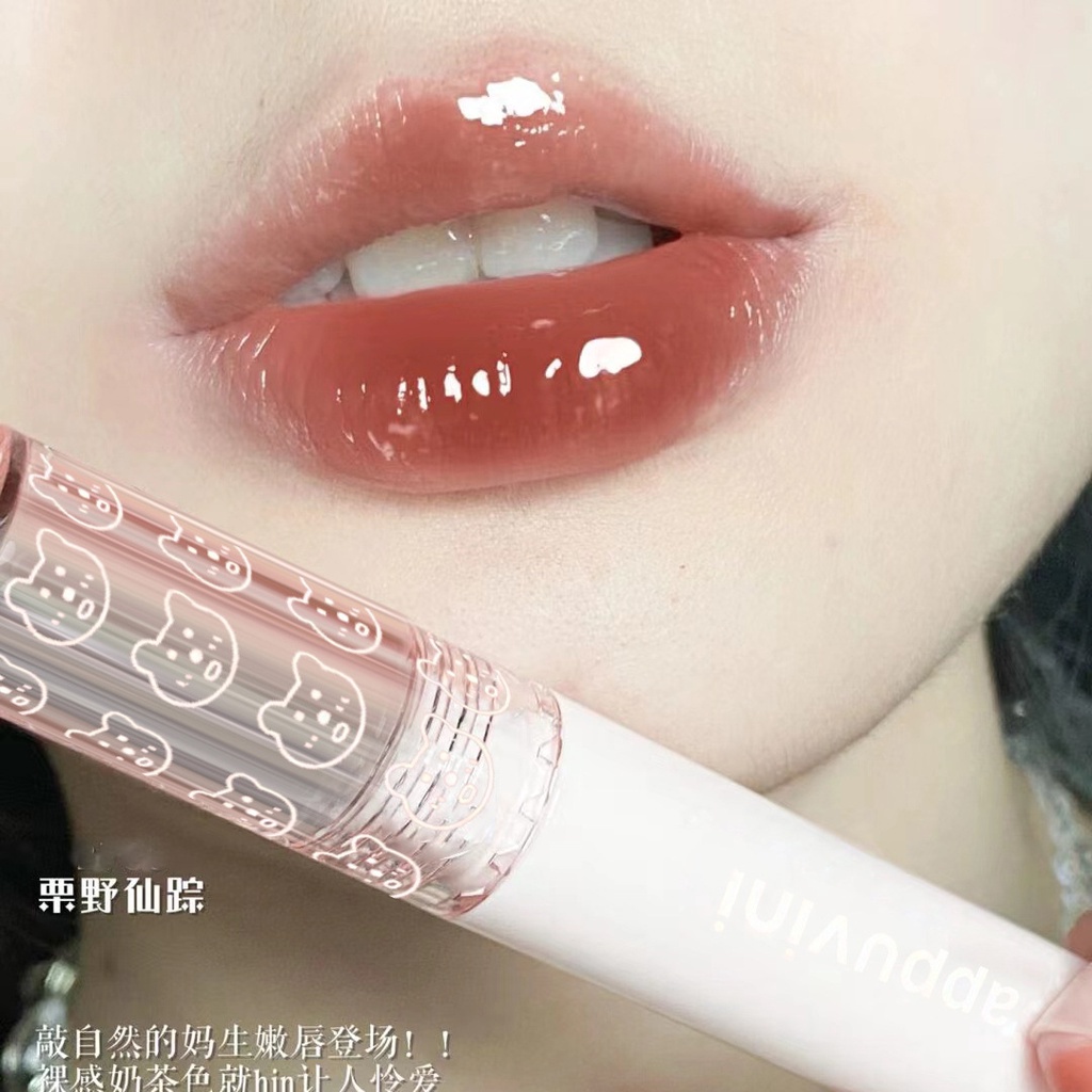 🌈Son kem bóng CAPPUVINI gấu hồng Bubbly Bear Lip Glaze ombre gấu xanh hồng căng bóng mềm mịn