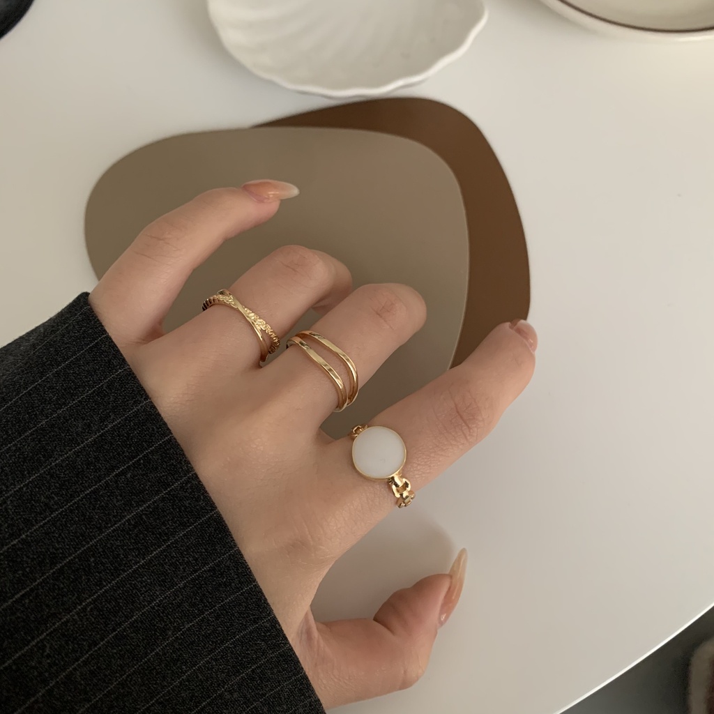 Bộ Nhẫn Đeo Ngón Tay Phong Cách retro Hàn Quốc Đơn Giản Sang Trọng Có Thể Điều Chỉnh