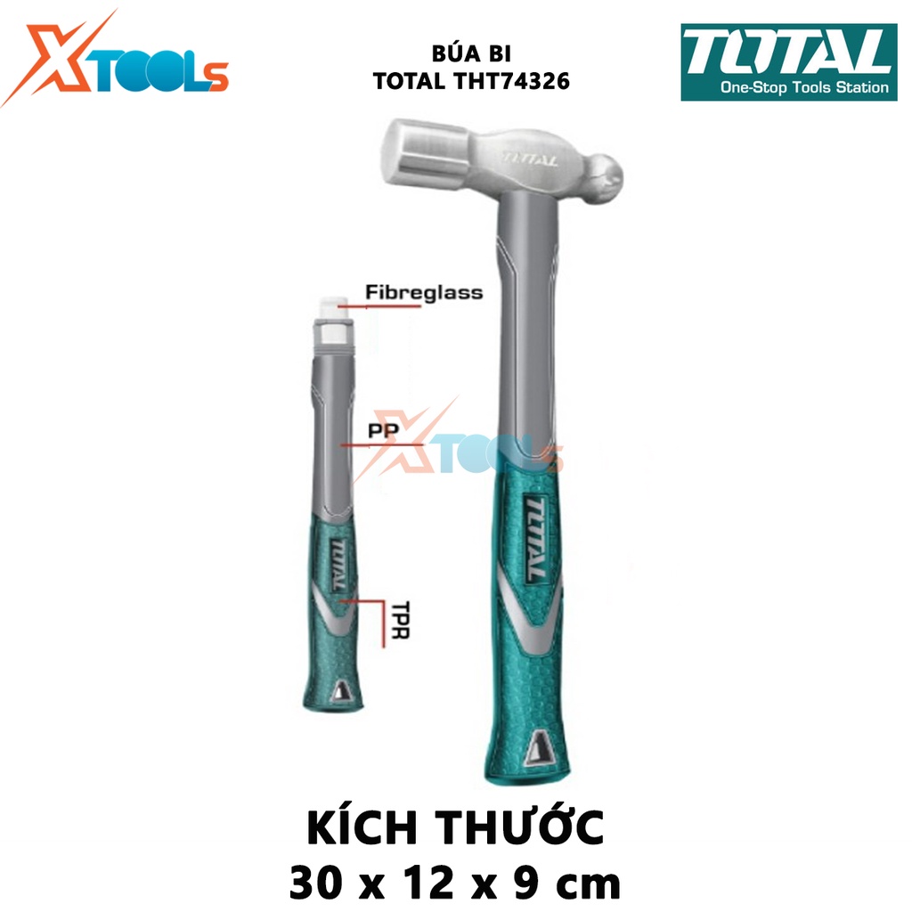 Búa bi Total THT74326 | búa cầm tay mini Quy cách: 32oz Trọng lượng đầu búa: 900g, dùng để đóng, tán đinh trên mọi b