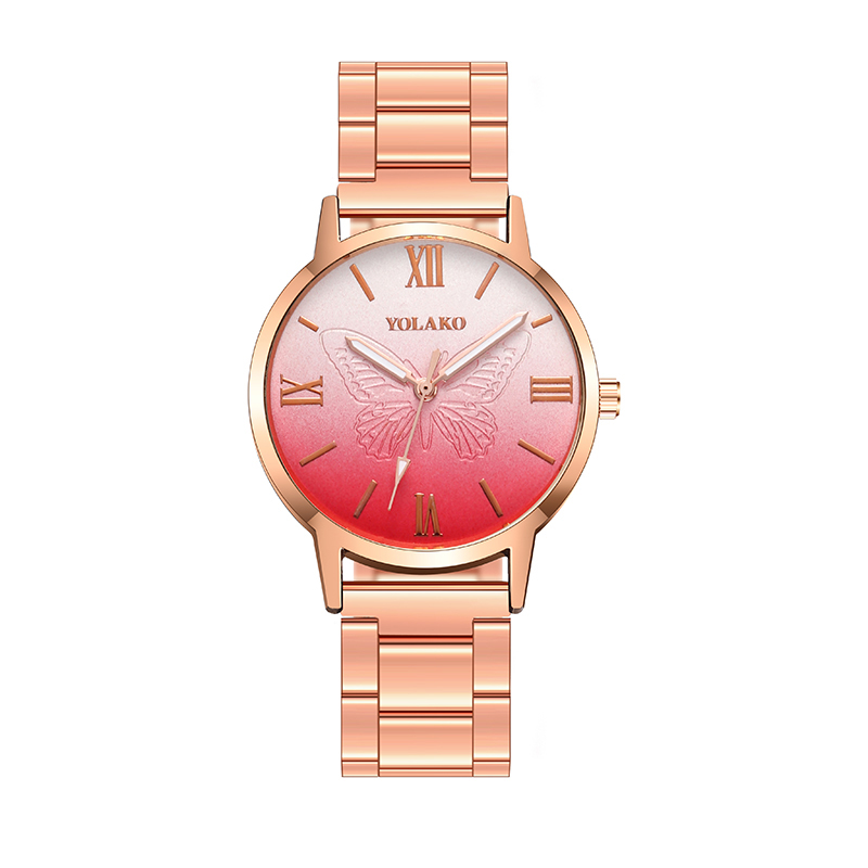 ZOLFA Luxury Rose Gold Round Ultra-Thin Steel Strap Lady Watches Elegant Butterfly Flowers Ladies Analog Quartz Wrist Watch Womens Gift Watches Đồng hồ nữ