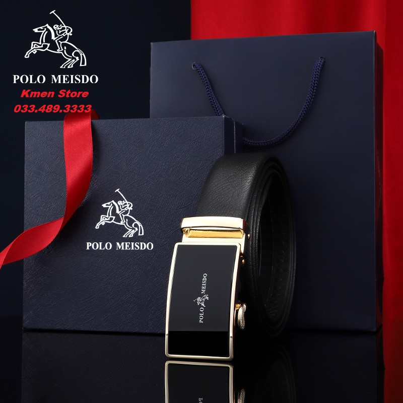 Thắt Lưng Nam Dây Nịt Nam Da Bò Thật POLO MEISDO Full Hộp Sang Trọng Kiểu Dáng Hàn Quốc PL25