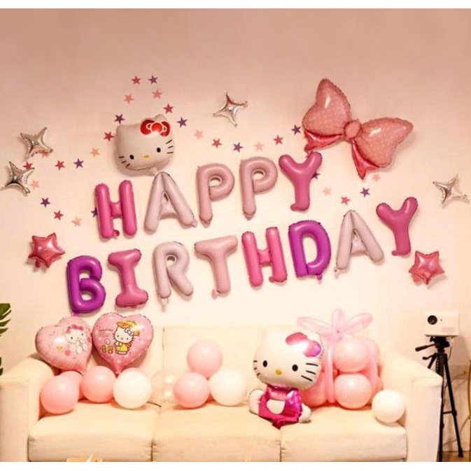 Bong Bóng Lá Nhôm Hình Mèo Hello Kitty Hoạt Hình Trang Trí Tiệc Sinh Nhật Cho Bé