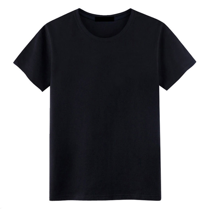 Áo thun nam ngắn tay cotton đen tuyền, đơn sắc toàn bộ màu đen, không có hoa văn, máu bẩn, phiên bản yên tĩnh, sơ mi nửa