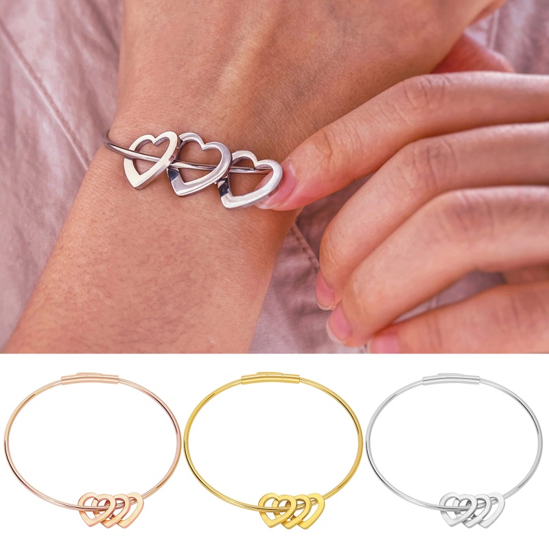 Vòng Đeo Tay Chuỗi Hạt Có Mặt Trái Tim Khắc Chữ Thời Trang Cho Nữ