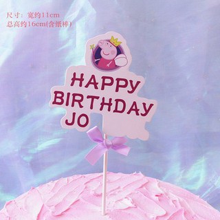 Que HPBD nơ heo Peppa_Phụ kiện trang trí bánh sinh nhật