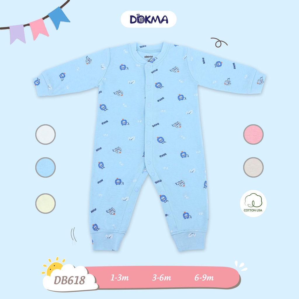 Body cài giữa dài tay cotton Dokma DB618