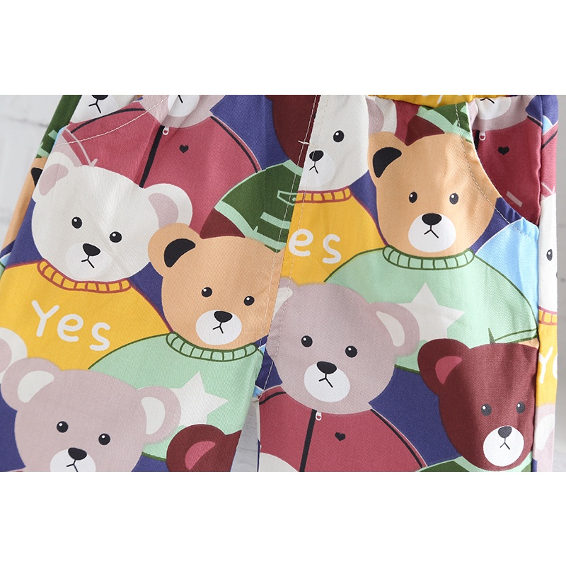 Bộ Áo Sơ Mi Tay Ngắn In Họa Tiết Động Vật Hoạt Hình + Quần Short Cotton Thời Trang Mùa Hè Dành Cho Bé 80-110cm