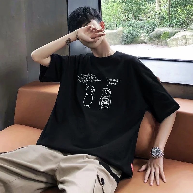 áo nam Tay Ngắn In Hình Hoạt Hình Trẻ Trung