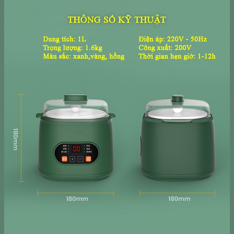 Nồi Nấu Chậm CHANGHONG , Nồi Chưng Yến Cách Thủy Có Kèm Xửng Hấp