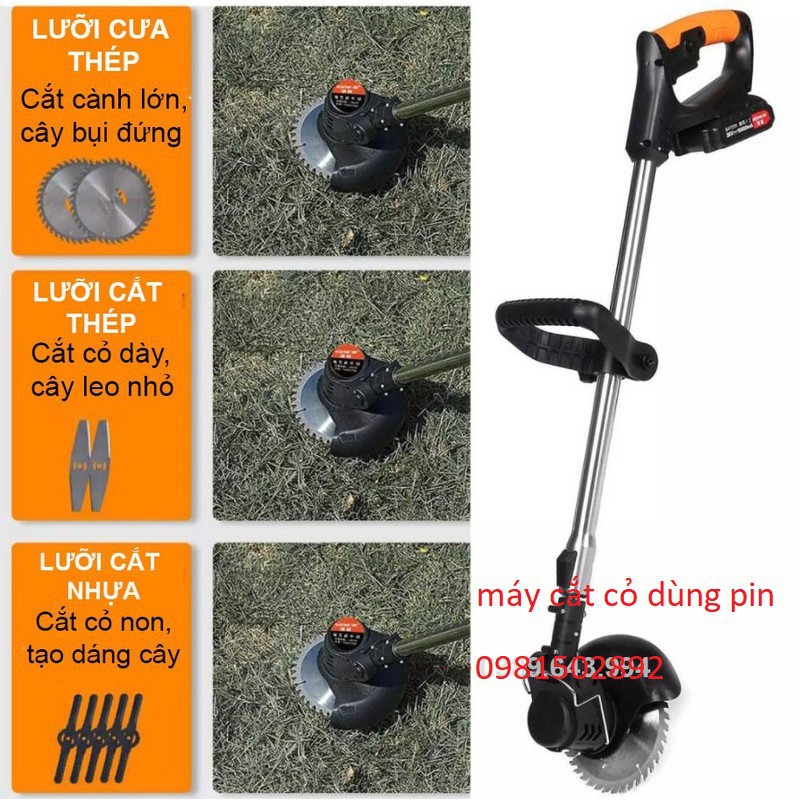 MÁY CẮT CỎ PIN  LAPUSEN 36V, máy cắt cỏ pin công  xuất 1800W, máy + 8 lưỡi cắt  2 pin  bảo hành 12 tháng