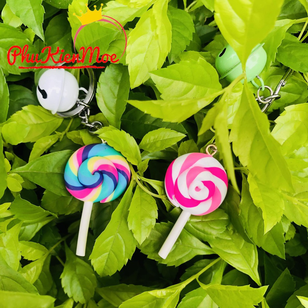 Móc khóa kẹo mút hình lốc xoáy siêu cute nhiều màu handmade