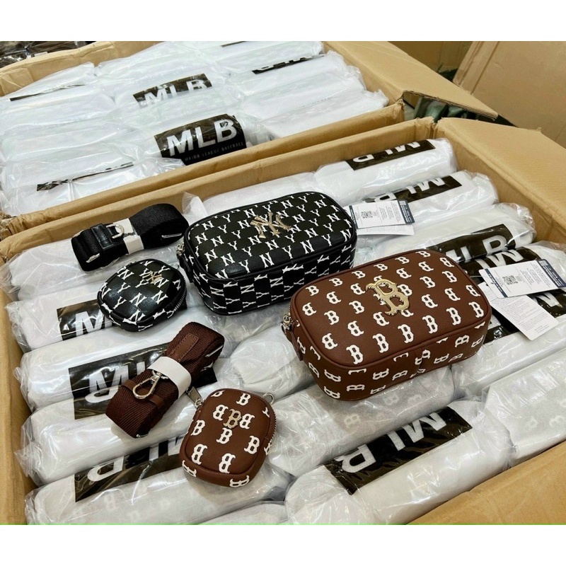 Set túi ví M L B chất da size 19cm