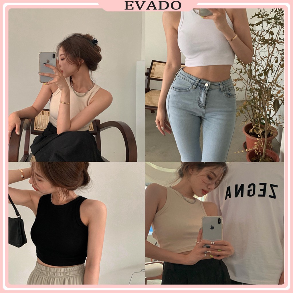 Áo croptop ba lỗ nữ chất thun cộc tay kiểu ôm sát vải co gián thoáng mát EVADO CT01 | BigBuy360 - bigbuy360.vn