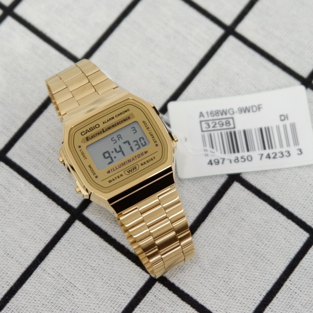 Đồng hồ điện tử Casio A168WG-9WDF Gold 🌟sɪêᴜ ᴄʜấᴛ 🌟 -Dành Cho Cả Nam Và Nữ ( Unisex ) - Giá Siêu Ưu Đãi