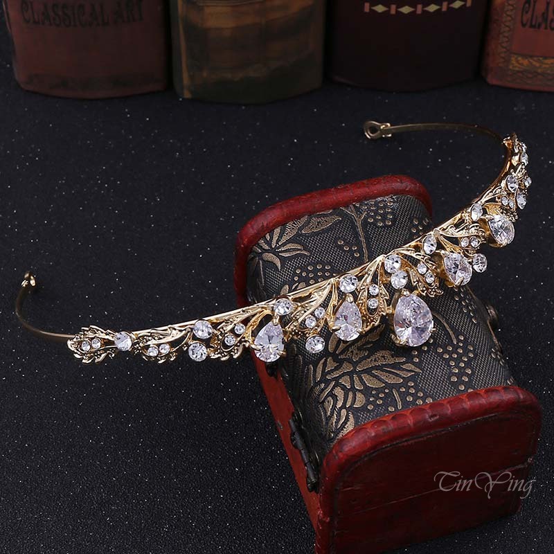 GETNOIVAS Vương Miện Cài Tóc Đính Đá zircon Sang Trọng Cho Cô Dâu