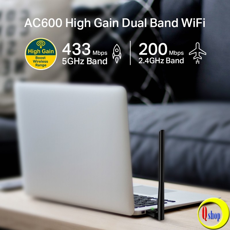 Bộ thu sóng wifi cổng USB TP-Link Archer T2U Plus chuẩn AC600 - Hàng chính hãng