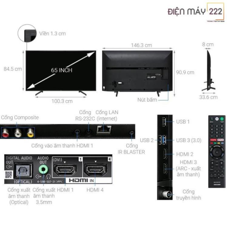 [Freeship HN] Tivi Sony 65 inch 4K Smart KD-65X8000G chính hãng