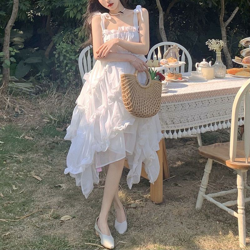 Váy trắng tiểu thư bồng bềnh hai dây siêu xinh (Kèm Ảnh Thật) | BigBuy360 - bigbuy360.vn