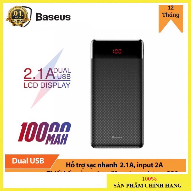 Sạc dự phòng Baseus Mini Cu Digital Display VL316 cho Smartphone/Tablet (10,000mAh, 2 Port USB,LCD Display) ♥️♥️