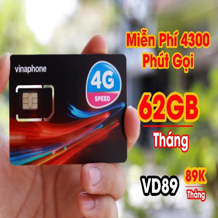 Sim Vina 4G gói VD89 Miễn phí data 2GB/ngày trong 1 tháng sài mê ly