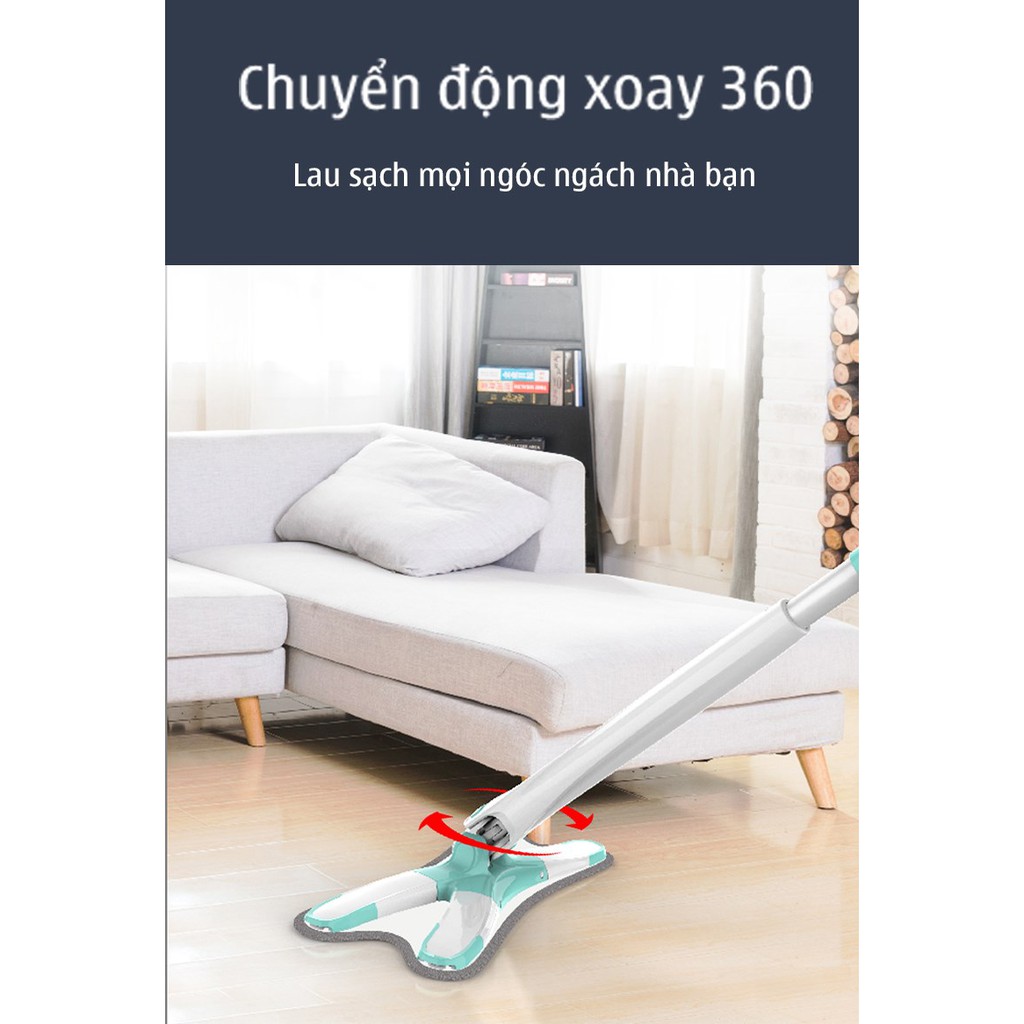 Chổi lau nhà thông minh chữ X tự vắt cao cấp xoay 360 tiện dụng lau sạch mọi ngóc ngách trong nhà