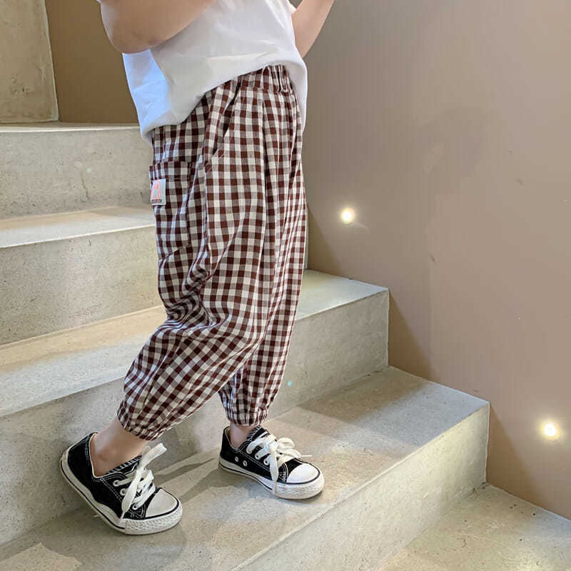 Quần ống rộng họa tiết sọc caro thiết kế mới thời trang mùa hè dành cho nữ