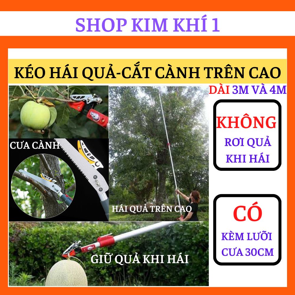 Dụng cụ hái trái cây đa năng Kéo gậy sào cắt tỉa cưa cành hái quả trên cao