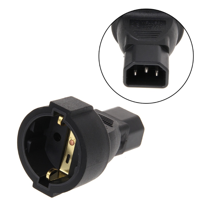 Phích Cắm Chuyển Đổi IEC 320 C14 Male Sang CEE 7 / 7 Female 3-Pin Female