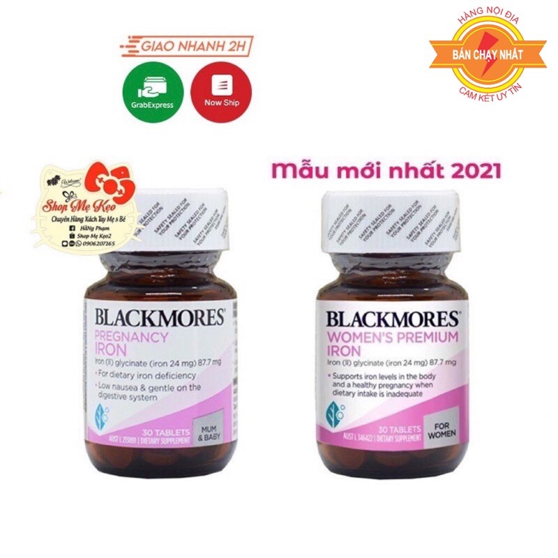 {Mẫu mới + Đủ bill} Sắt Bầu Blackmores Ion, không táo bón lọ 30 Viên Chuẩn Úc, Sắt Blackmore Pregnancy