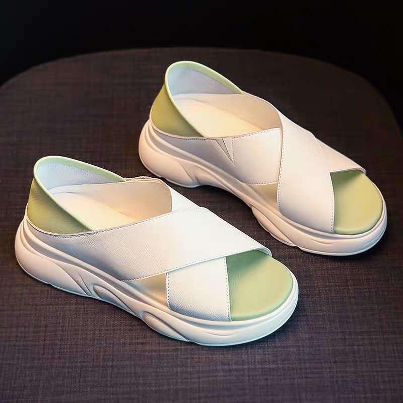 Xăng đan Đế Vừa Quai Chéo Phong Cách Roman Cho Nữ