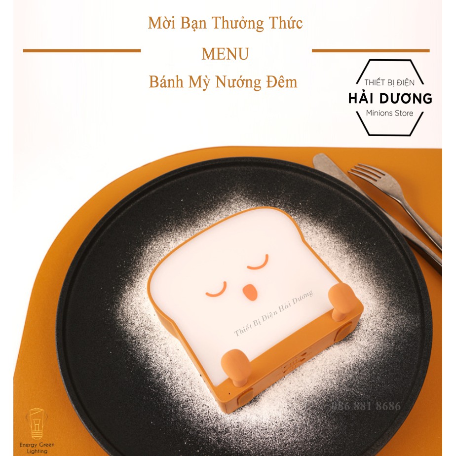 Đèn Ngủ Cạnh Giường Hình Bánh Mì Hoạt Hình Dễ Thương - Pin Sạc Tích Điện - Có giá Đỡ Điện Thoại - 3 Mẫu - Bảo Hành 1 Năm