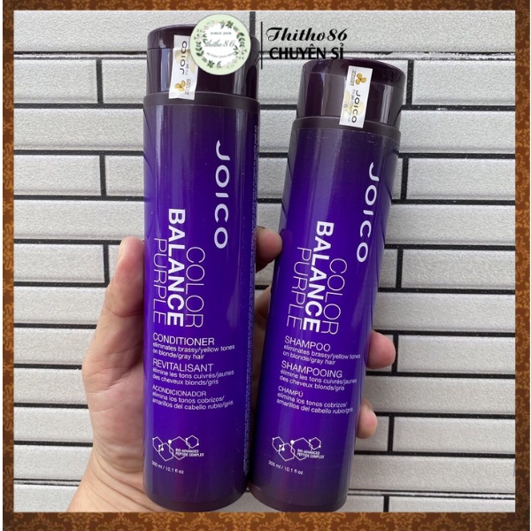 Bộ Dầu Gội Xả Khử Ánh Vàng Và Bổ Sung Sắc Tố Tím Dành Cho Tóc Nhuộm Tone Lạnh JOICO Balance Purple Shampoo 300ml x2