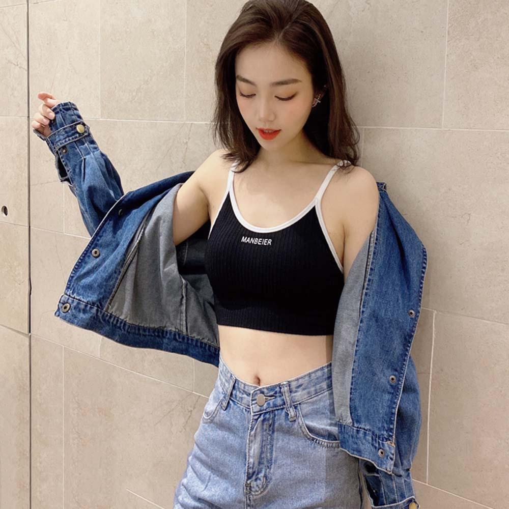 Áo Lót Thể Thao Nâng Ngực Bằng Nylon In Chữ Phong Cách Hàn Quốc Thời Trang