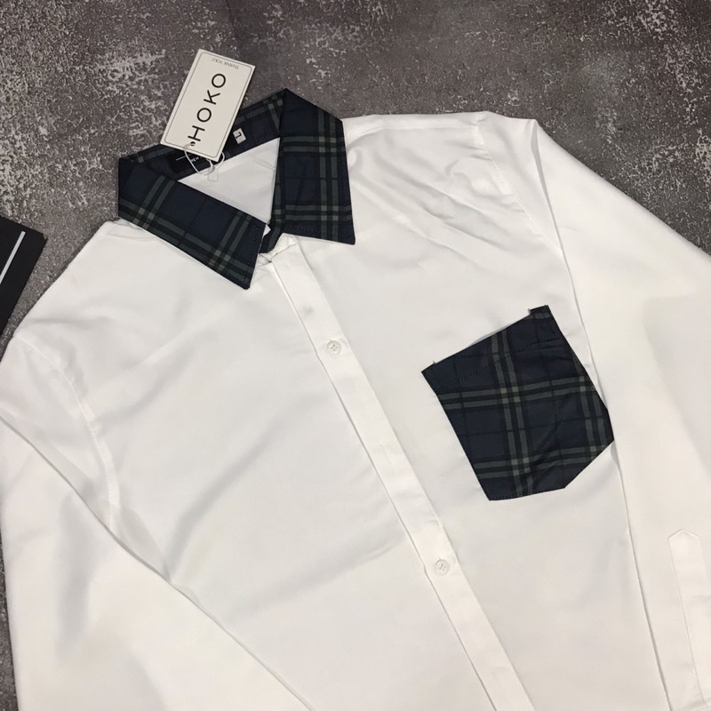 Áo sơ mi nam tay dài - áo sơ mi nam có tui phối đen trắng form ôm dáng chuẩn chất vải lụa thoáng mát | BigBuy360 - bigbuy360.vn