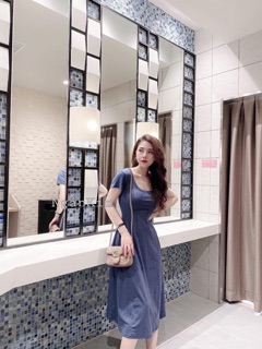 ( BÁN SỈ ) váy maxi cotton cổ vuông