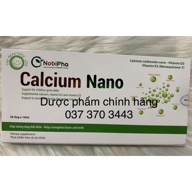 CALCIUM NANO- Hộp 20 ống - Bổ sung canxi, vitamin K2, giảm nguy cơ loãng xương ở trẻ