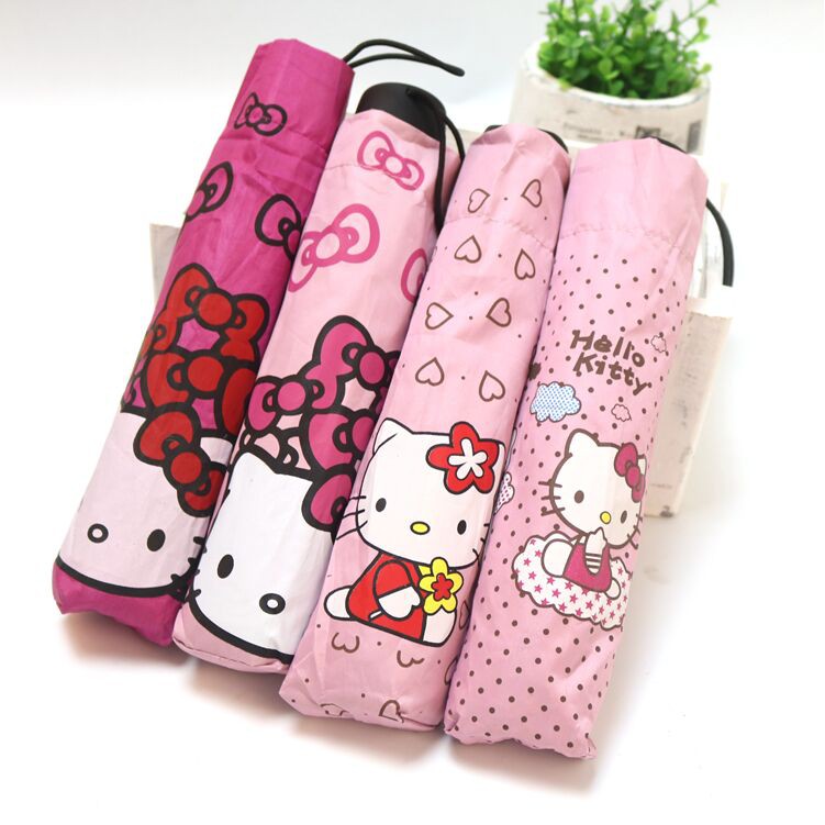 Ô / Dù gấp che mưa nắng in hình Hello Kitty xinh xắn đường kính 98cm