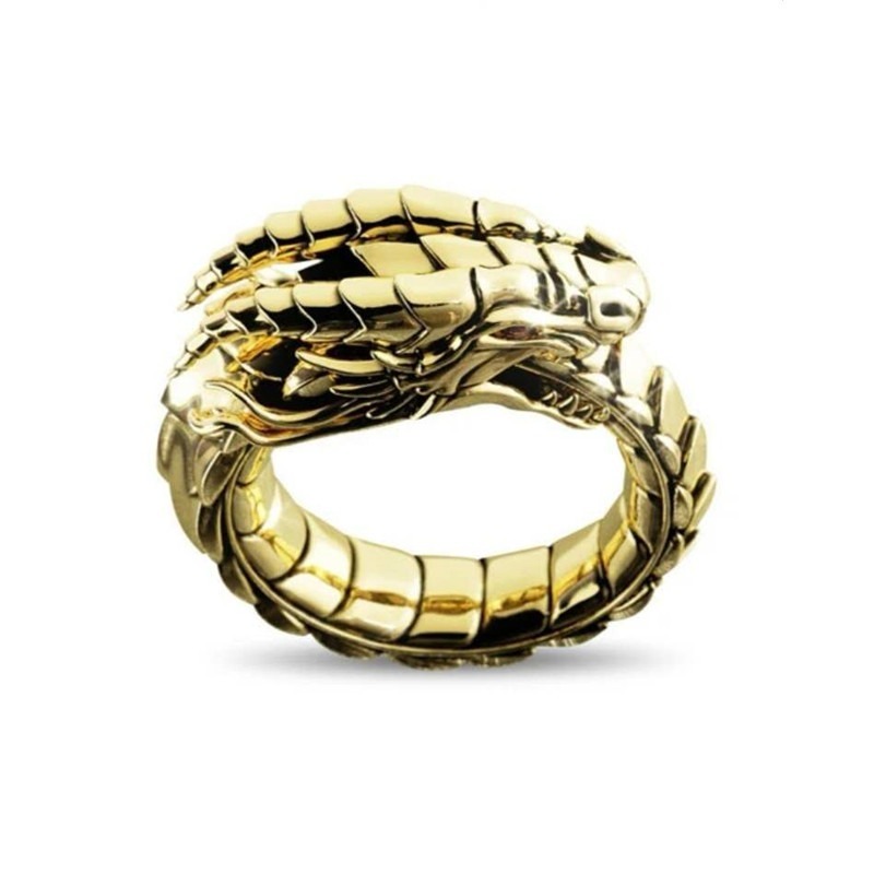 Nhẫn mạ vàng/ bạc họa tiết rồng phong cách dân tộc thời trang dành cho nam