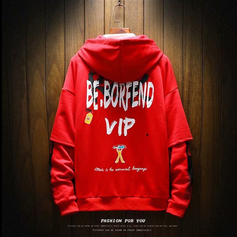 Unique European-American style 2-layer fake long-sleeved hoodie jacket | BigBuy360 - bigbuy360.vn